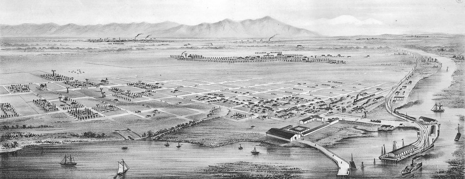 View of San Pedro Harbor and Wilmington 1877