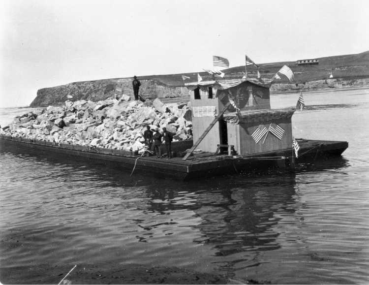 Building the Breakwater - Barge